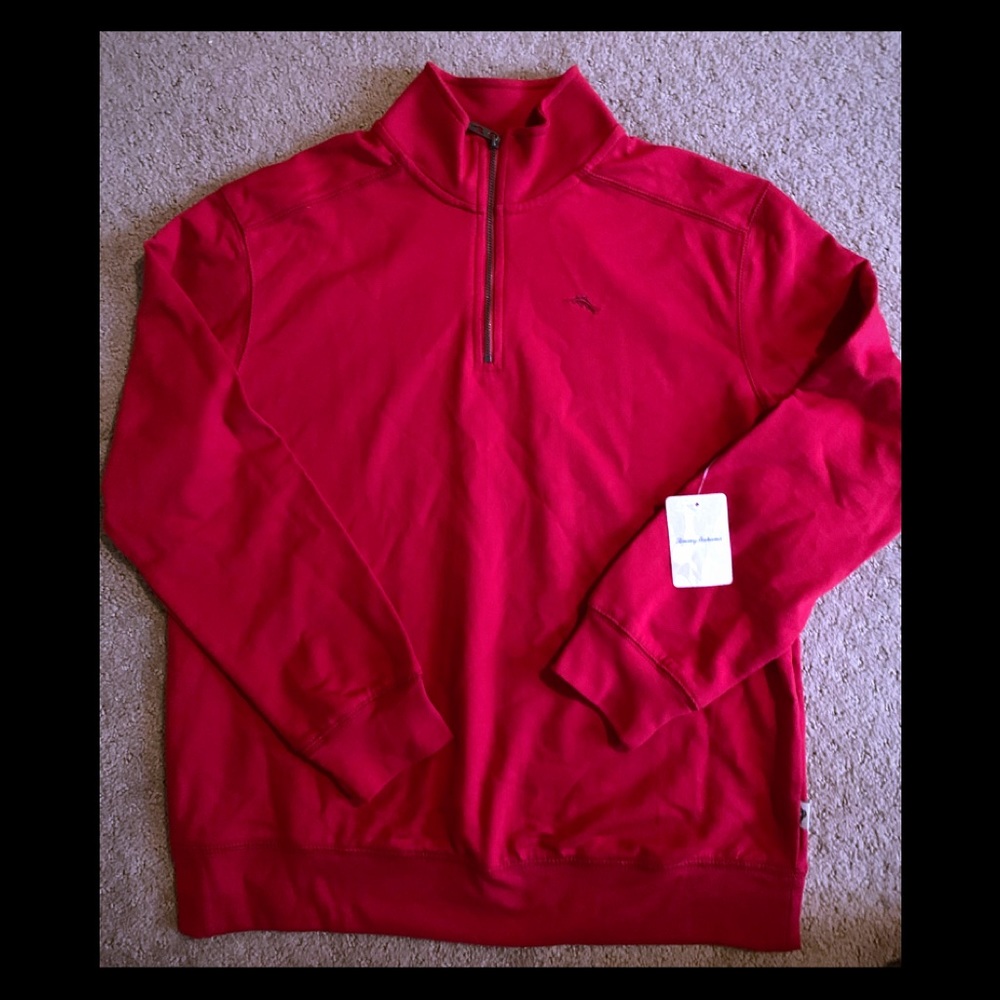 NWT Tommy Bahama boys 1/4 zip pullover size L red